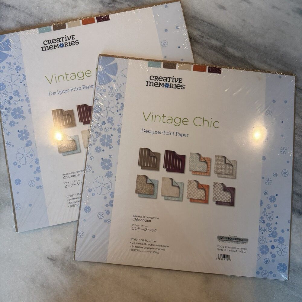 Creative Memories Vintage Chic Designer Paper 2 New/Sealed Packs 12x12